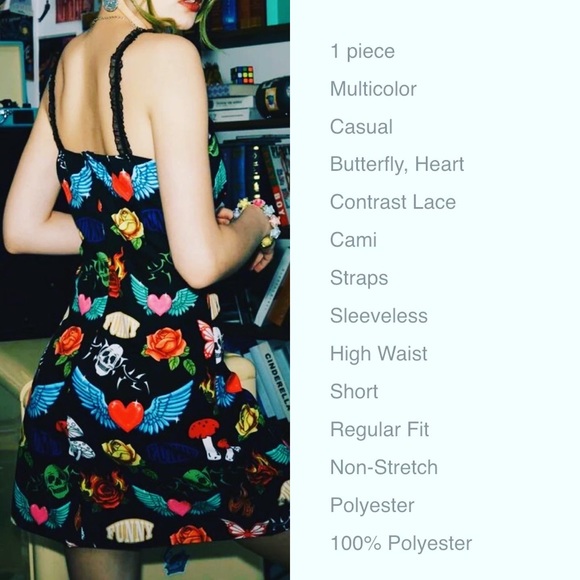 💀 NWT HALLOWEEN GOTHIC PUNK SKULL MUSHROOM STRIPED LACE SLIP DRESSES XL - Picture 7 of 11